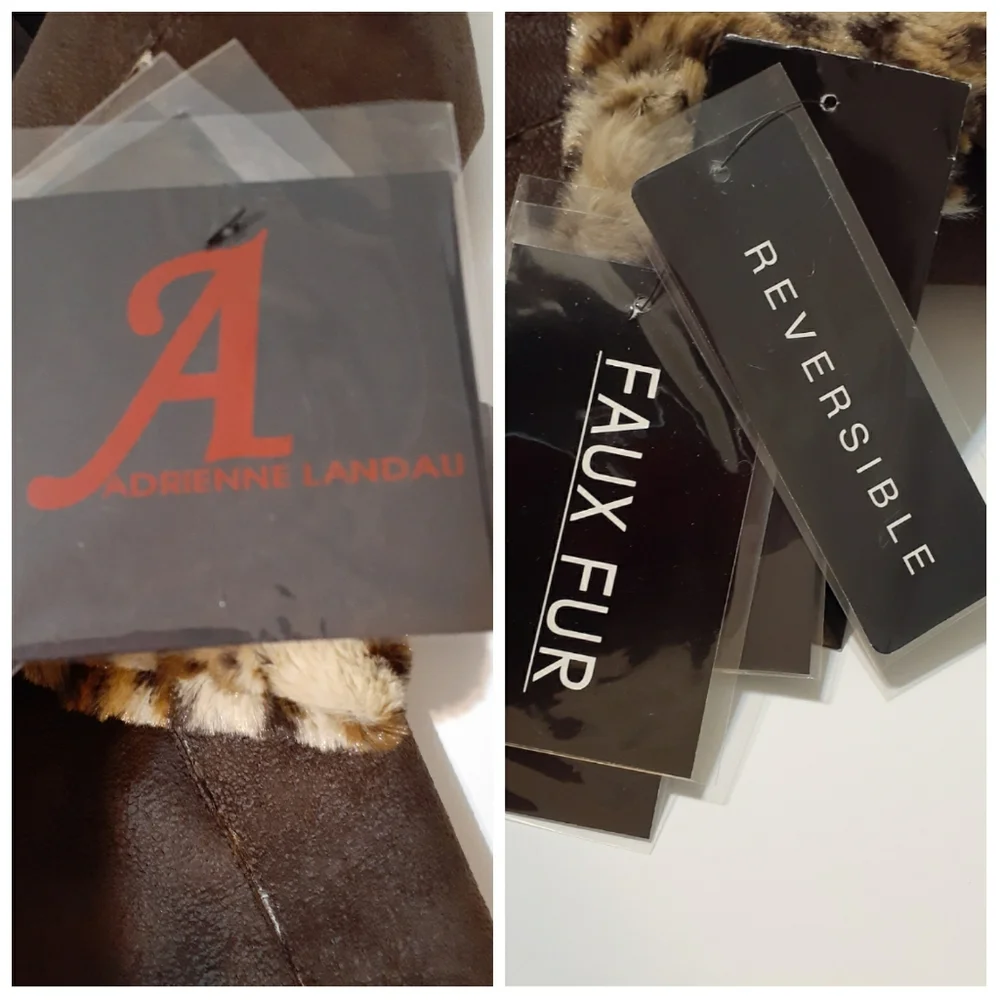 💎NEW Adrienne Landau Brown/Leopard Faux Fur Coat - Picture 3 of 11